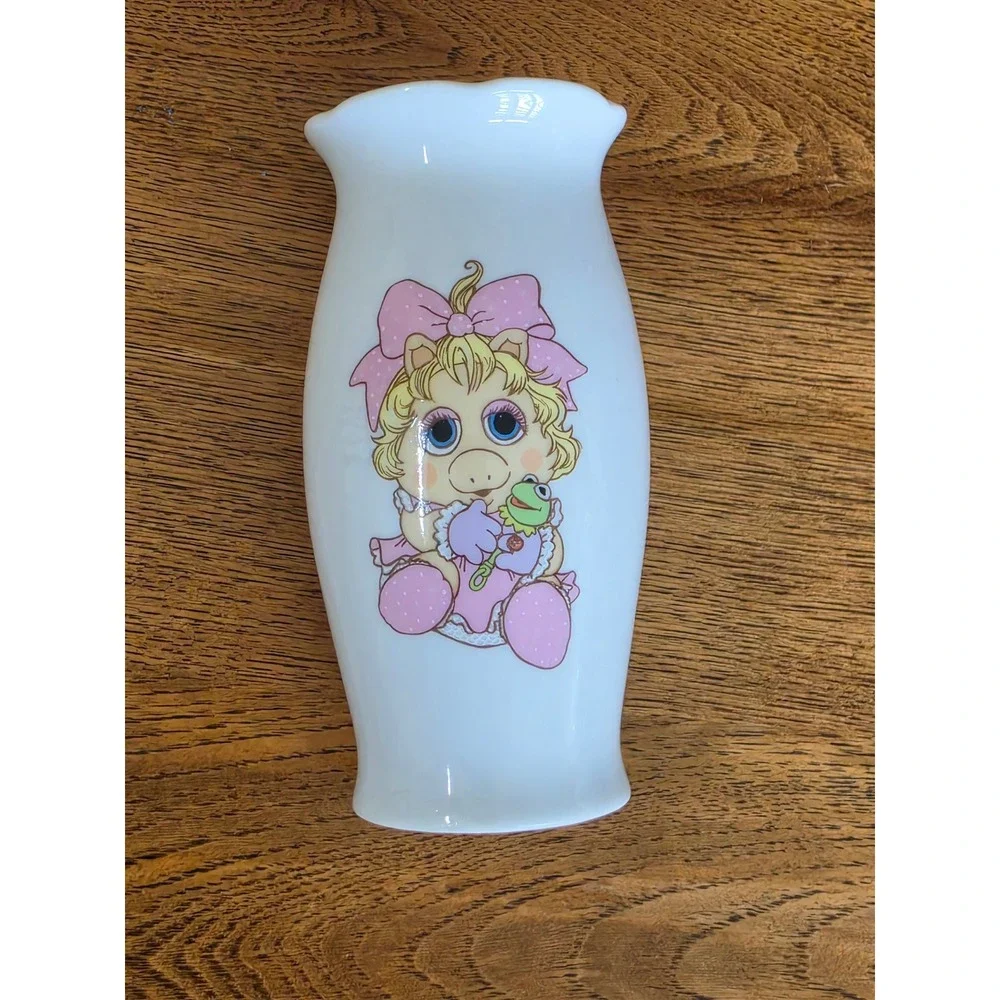 Vintage 1983 Enesco Muppet Babies Baby Miss Piggy‎ Ceramic Bud Vase Japan 5
